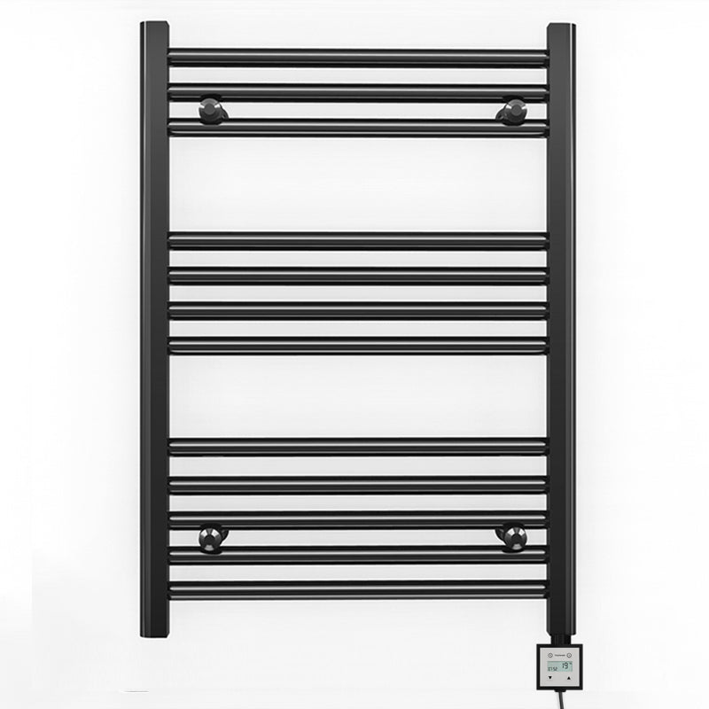 600mm x 700mm Straight Matt Black Electric Pre-Filled Heated Towel Rail Radiator