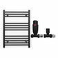 600mm x 700mm Straight Matt Black Heated Towel Rail Radiator