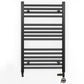 Small Dual Fuel 500mm x 800mm Straight Matt Matt Black Heated Towel Rail - (incl. Valves + Electric Heating Kit)