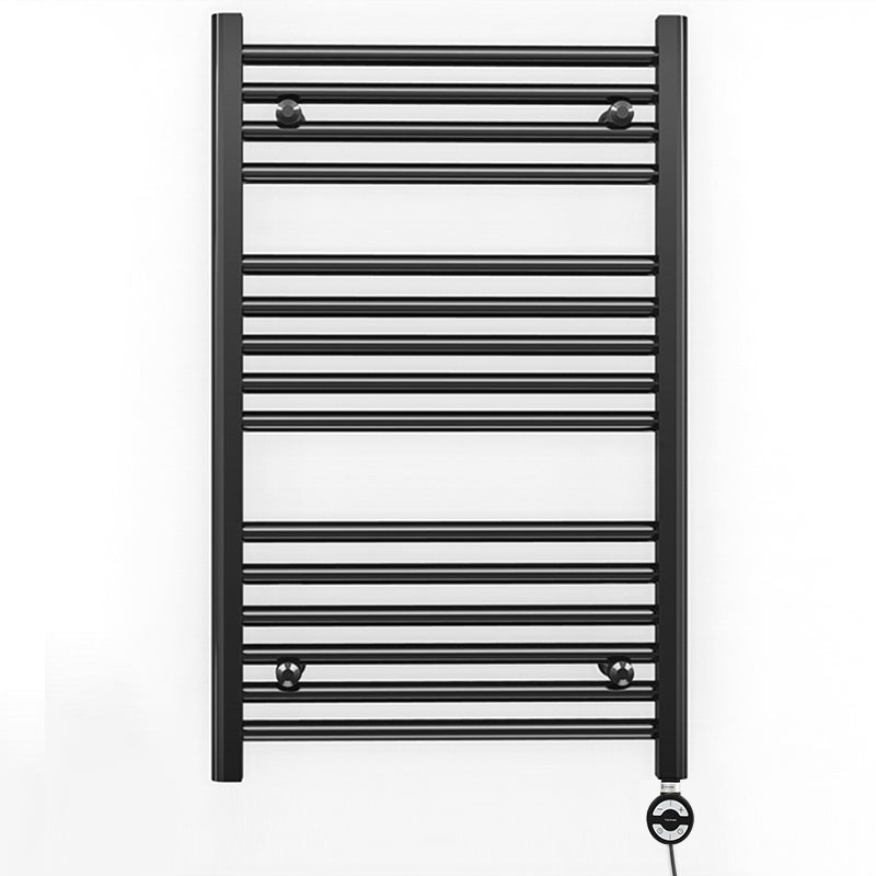 600mm x 800mm Straight Matt Black Electric Pre-Filled Heated Towel Rail Radiator