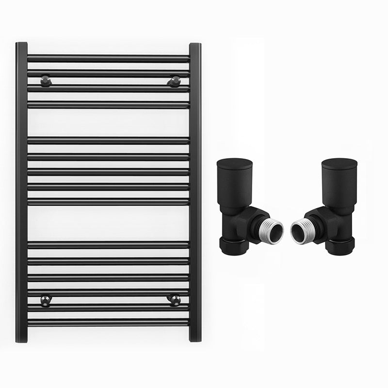 600mm x 800mm Straight Matt Black Heated Towel Rail Radiator