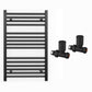 500mm Wide - Heated Towel Rail Radiator - Matt Black - Straight