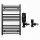 500mm Wide - Heated Towel Rail Radiator - Matt Black - Straight