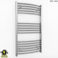 500mm x 900mm Small Curved Chrome Electric Heated Towel Rail Radiator 