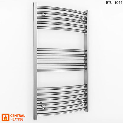 550mm Wide 900mm High Curved Chrome Heated Towel Rail Radiator 