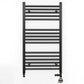 Small Dual Fuel 500mm x 900mm Straight Matt Matt Black Heated Towel Rail - (incl. Valves + Electric Heating Kit)
