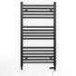 Dual Fuel 600mm x 900mm Straight Matt Matt Black Heated Towel Rail - (incl. Valves + Electric Heating Kit)