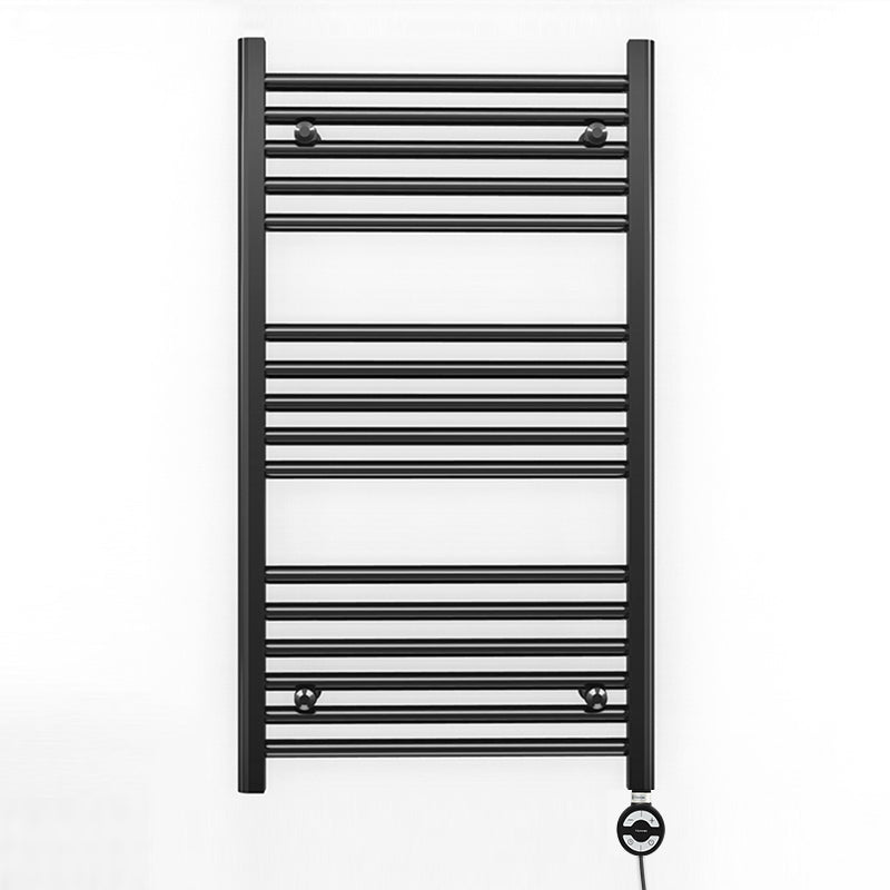 Small 550mm x 900mm Straight Matt Black Electric Pre-Filled Heated Towel Rail Radiator