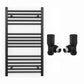 500mm Wide - Heated Towel Rail Radiator - Matt Black - Straight