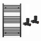 550mm Wide - Heated Towel Rail Radiator - Matt Black - Straight