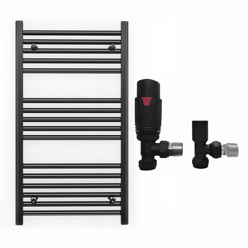 550mm Wide - Heated Towel Rail Radiator - Matt Black - Straight