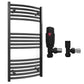 Small 450mm x 900mm Curved  Matt Black Heated Towel Rail Radiator