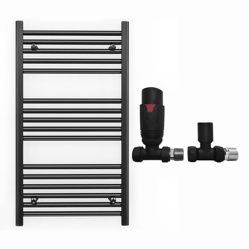 550mm Wide - Heated Towel Rail Radiator - Matt Black - Straight