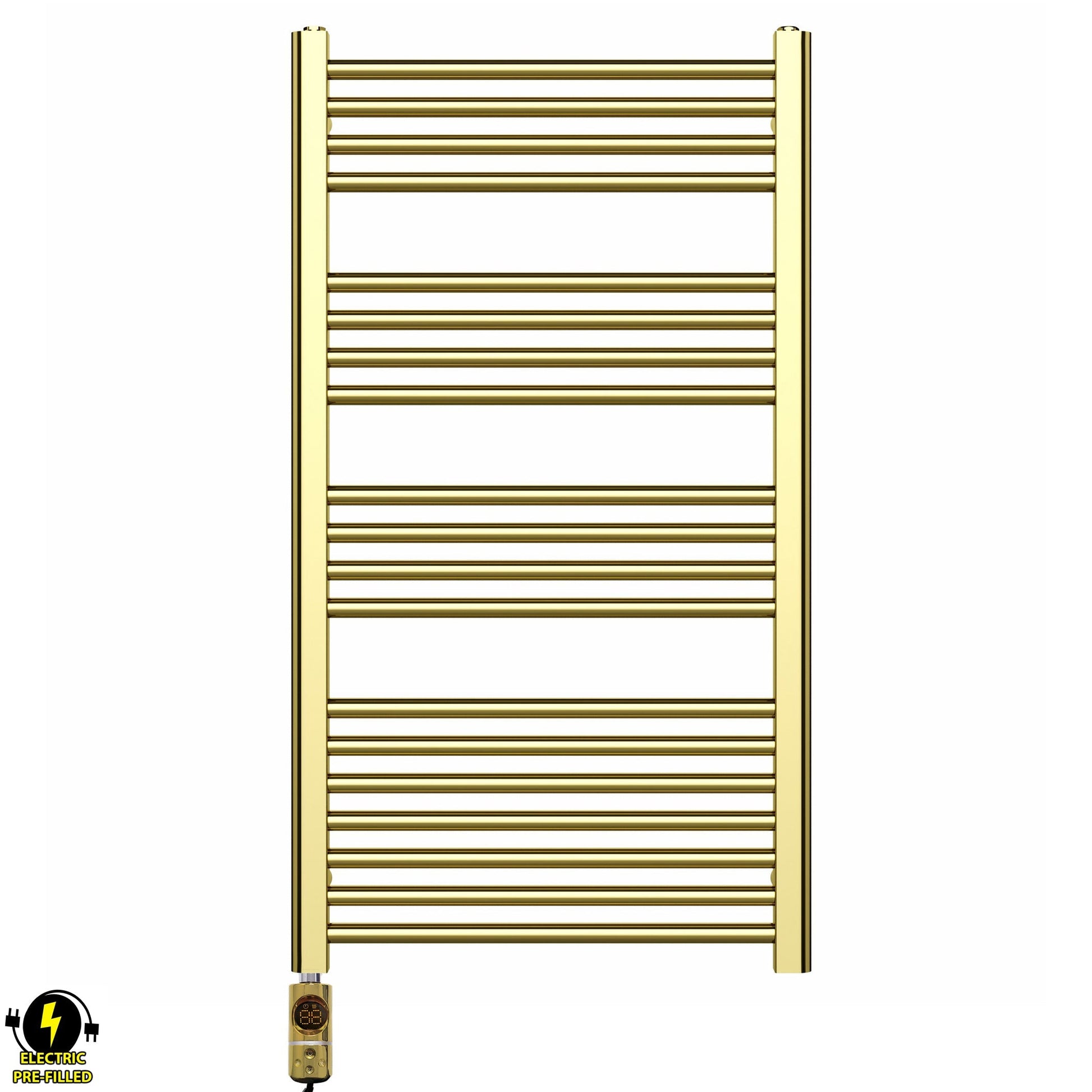 550mm x 1000mm Shiny Gold Electric Pre-Filled Heated Towel Rail Radiator