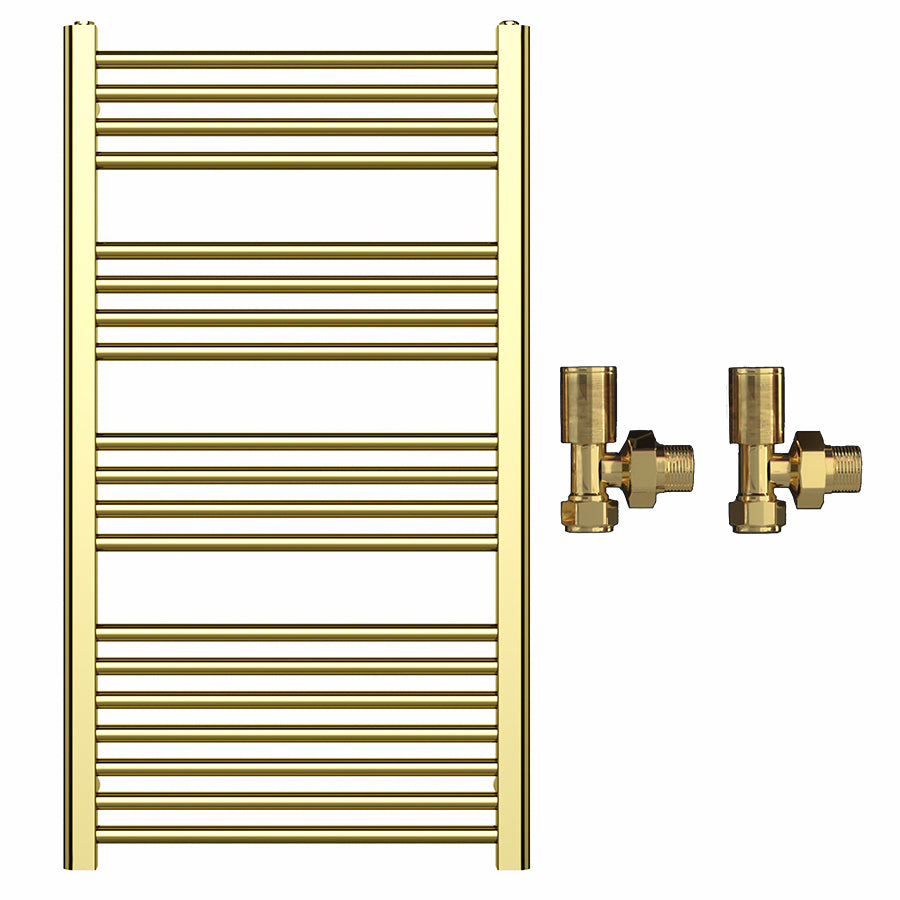 550mm x 1000mm Shiny Gold Heated Towel Rail Radiator