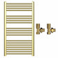 550mm Wide - Heated Towel Rail Radiator - Shiny Gold - Straight