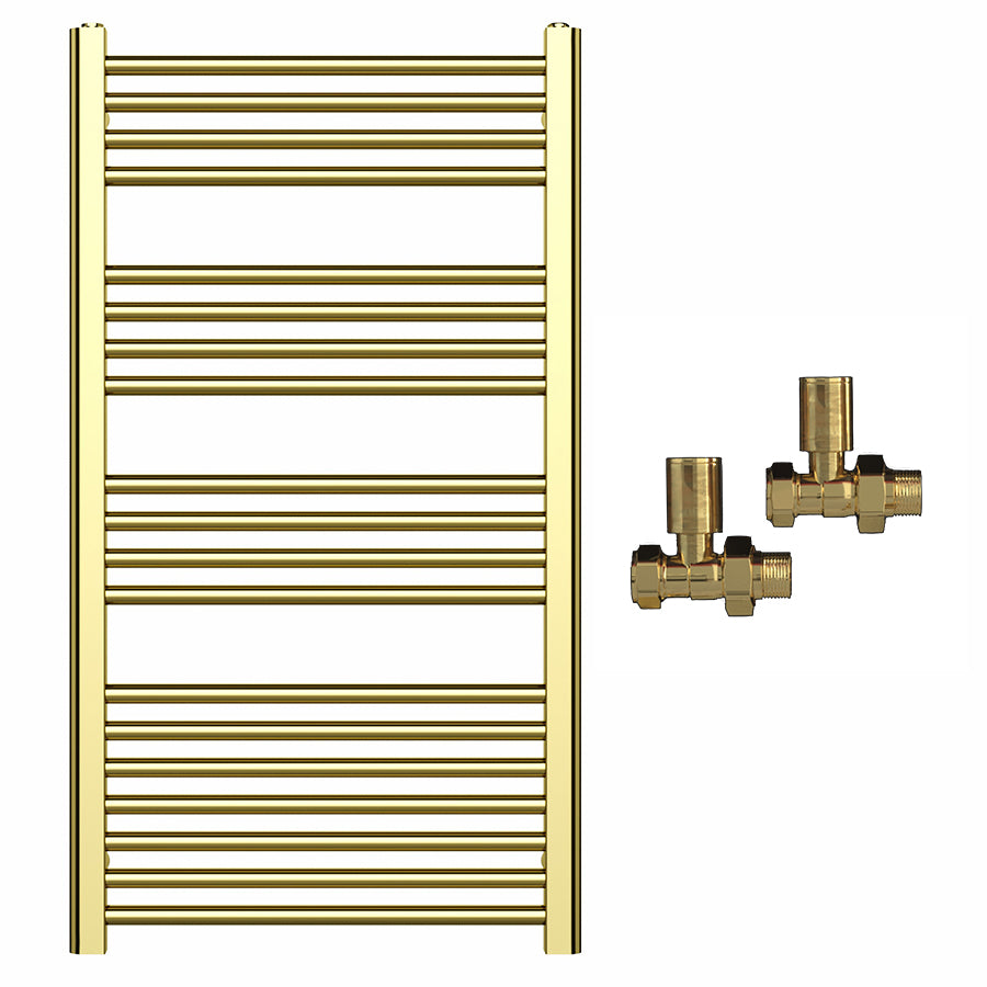 550mm x 1000mm Shiny Gold Heated Towel Rail Radiator