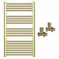 550mm Wide - Heated Towel Rail Radiator - Shiny Gold - Straight