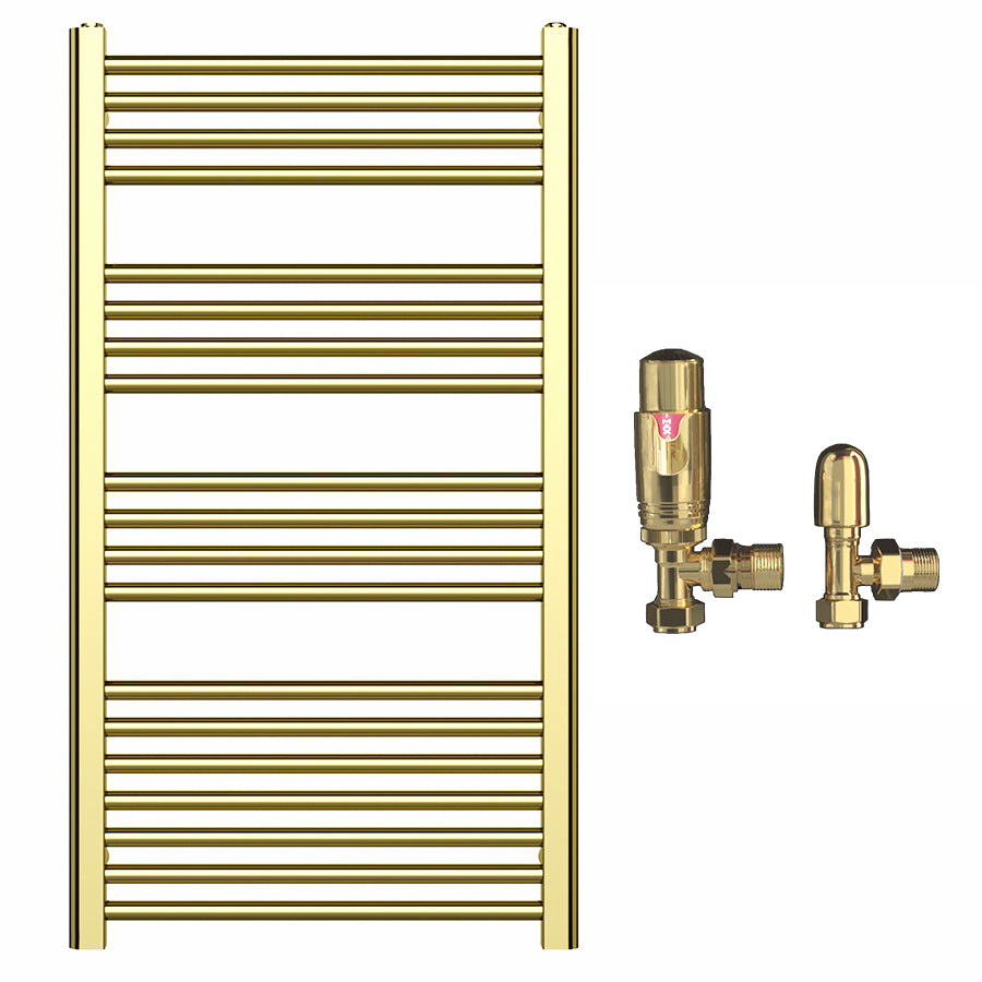 550mm x 1000mm Shiny Gold Heated Towel Rail Radiator