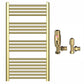 550mm Wide - Heated Towel Rail Radiator - Shiny Gold - Straight