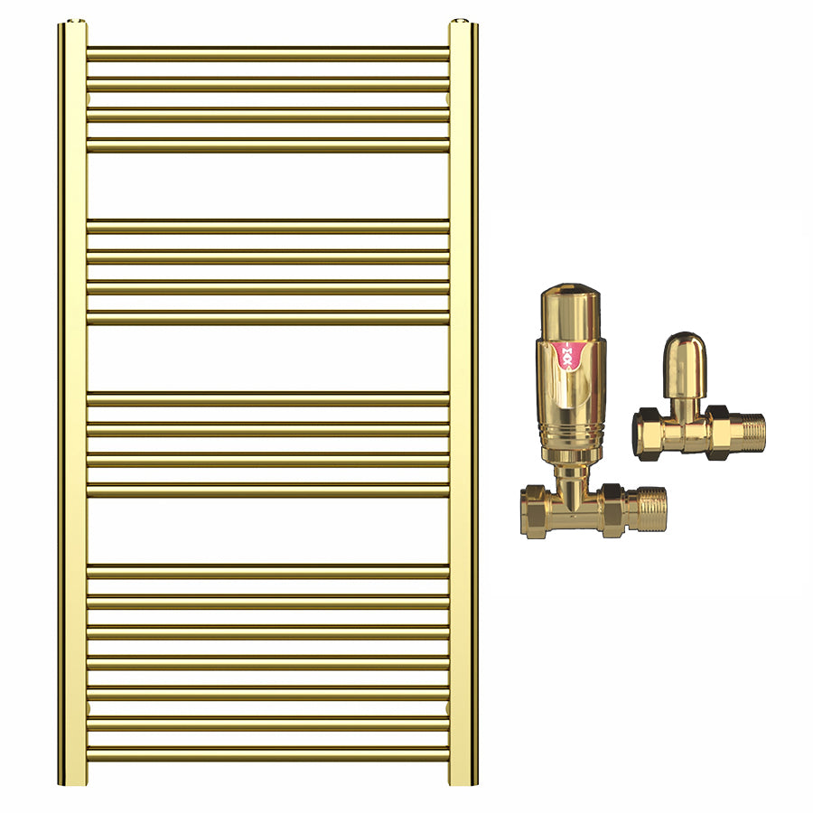 550mm x 1000mm Shiny Gold Heated Towel Rail Radiator