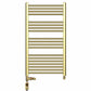 Dual Fuel 550mm x 1000mm Shiny Gold Heated Towel Rail Radiator- (incl. Valves + Electric Heating Kit)