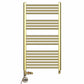 Dual Fuel 550mm x 1000mm Shiny Gold Heated Towel Rail Radiator- (incl. Valves + Electric Heating Kit)