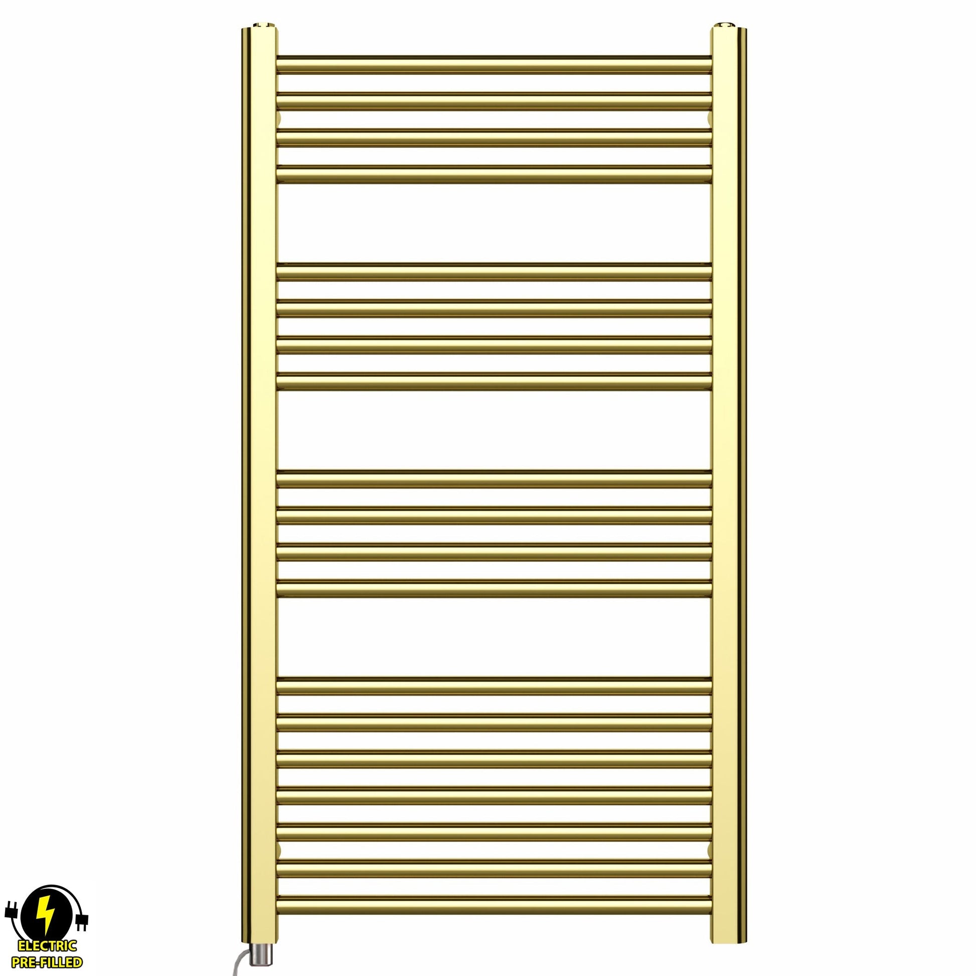 550mm x 1000mm Shiny Gold Electric Pre-Filled Heated Towel Rail Radiator