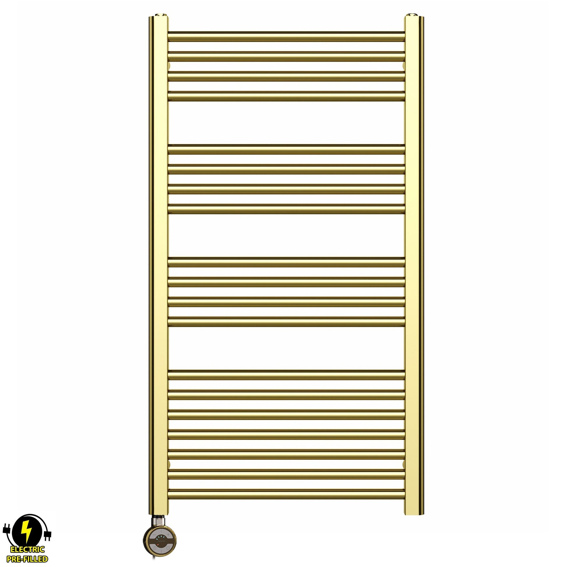 550mm x 1000mm Shiny Gold Electric Pre-Filled Heated Towel Rail Radiator