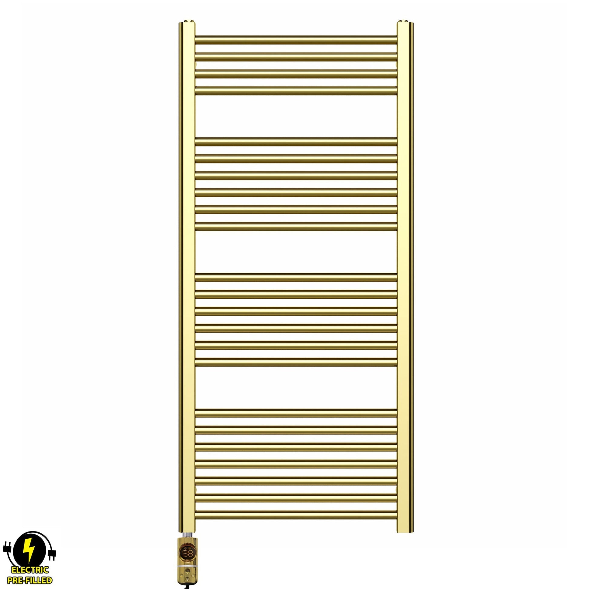 550mm x 1200mm Shiny Gold Electric Pre-Filled Heated Towel Rail Radiator