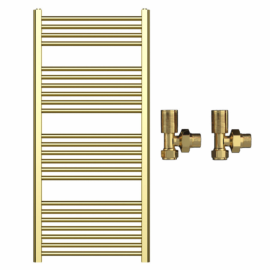 550mm Wide - Heated Towel Rail Radiator - Shiny Gold - Straight