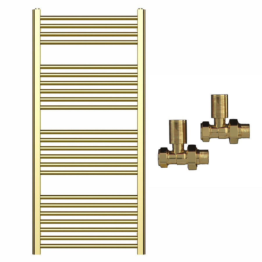 550mm Wide - Heated Towel Rail Radiator - Shiny Gold - Straight