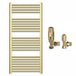 550mm Wide - Heated Towel Rail Radiator - Shiny Gold - Straight