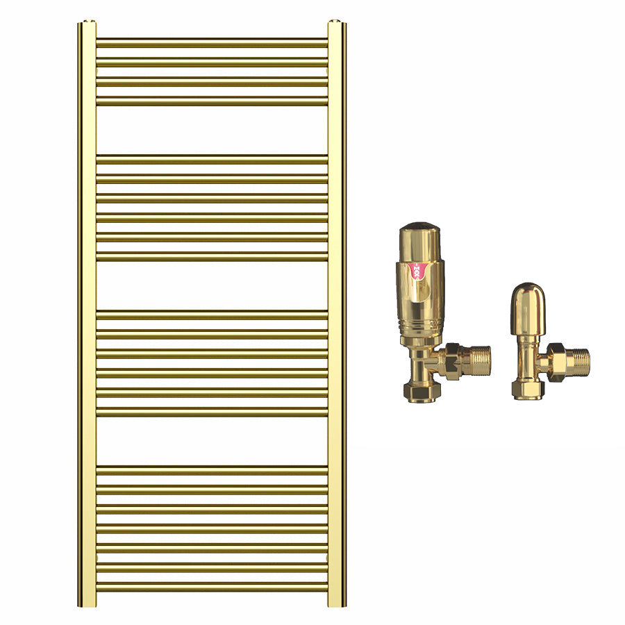 550mm Wide - Heated Towel Rail Radiator - Shiny Gold - Straight