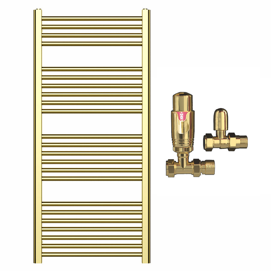 550mm x 1200mm Shiny Gold Heated Towel Rail Radiator
