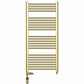 Dual Fuel 550mm x 1200mm Shiny Gold Heated Towel Rail Radiator- (incl. Valves + Electric Heating Kit)