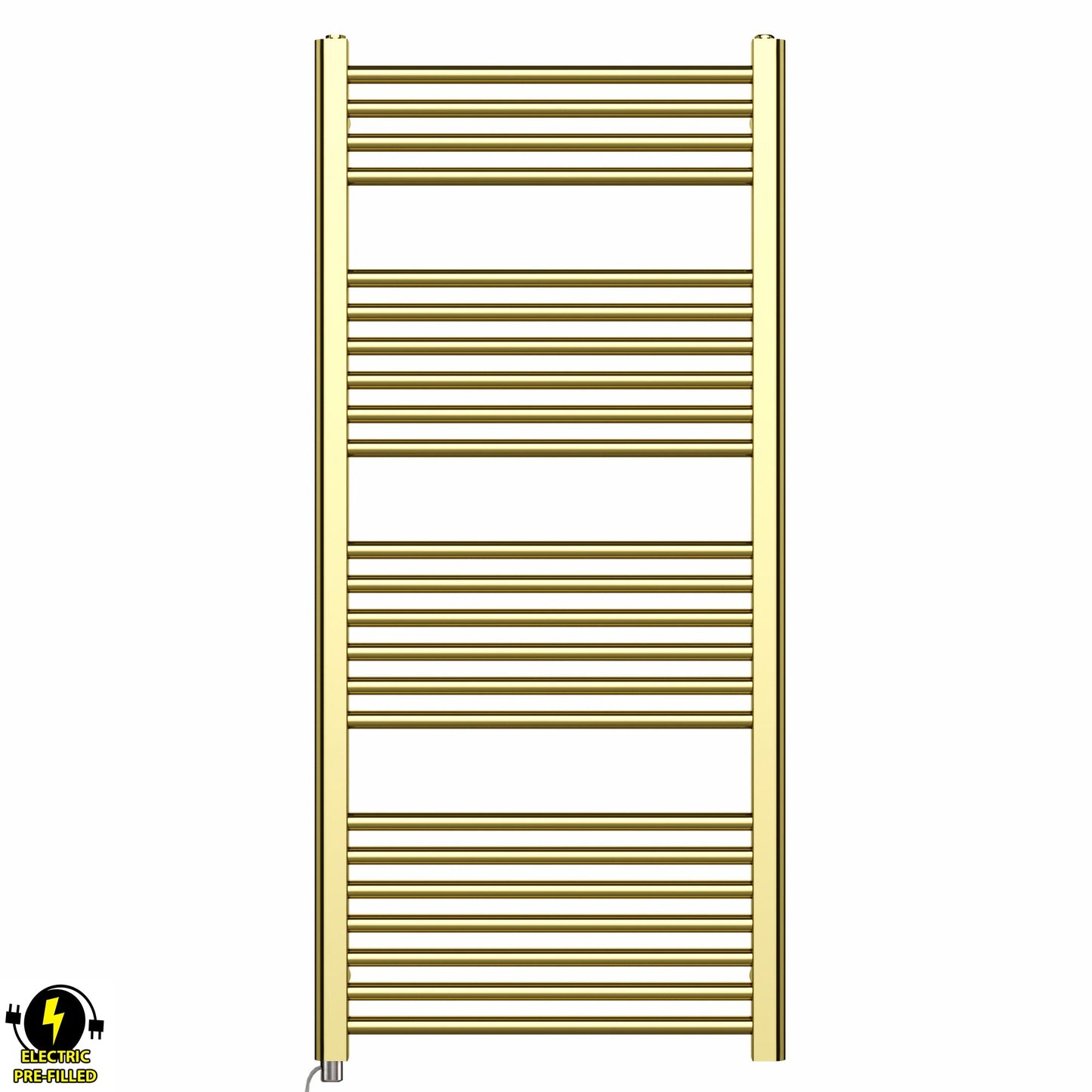 550mm Wide - Electric Heated Towel Rail Radiator - Shiny Gold - Straight