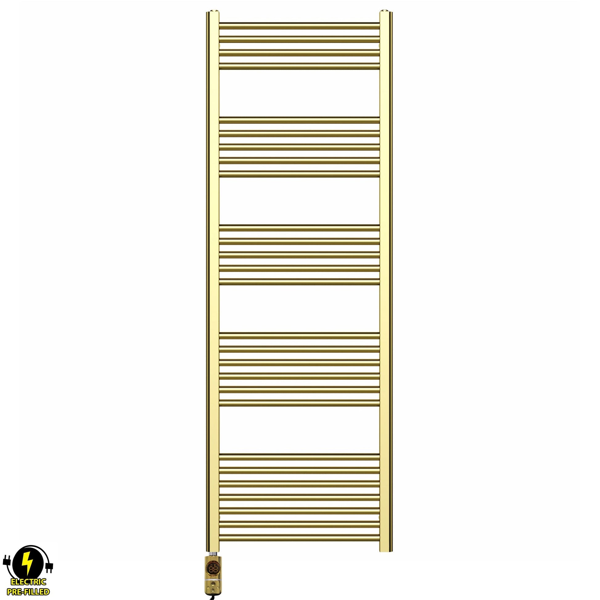 550mm x 1600mm Shiny Gold Electric Pre-Filled Heated Towel Rail Radiator