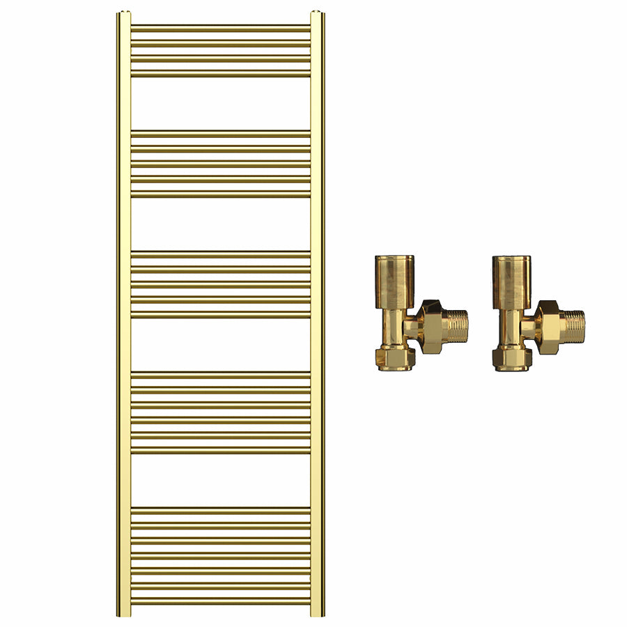 550mm Wide - Heated Towel Rail Radiator - Shiny Gold - Straight