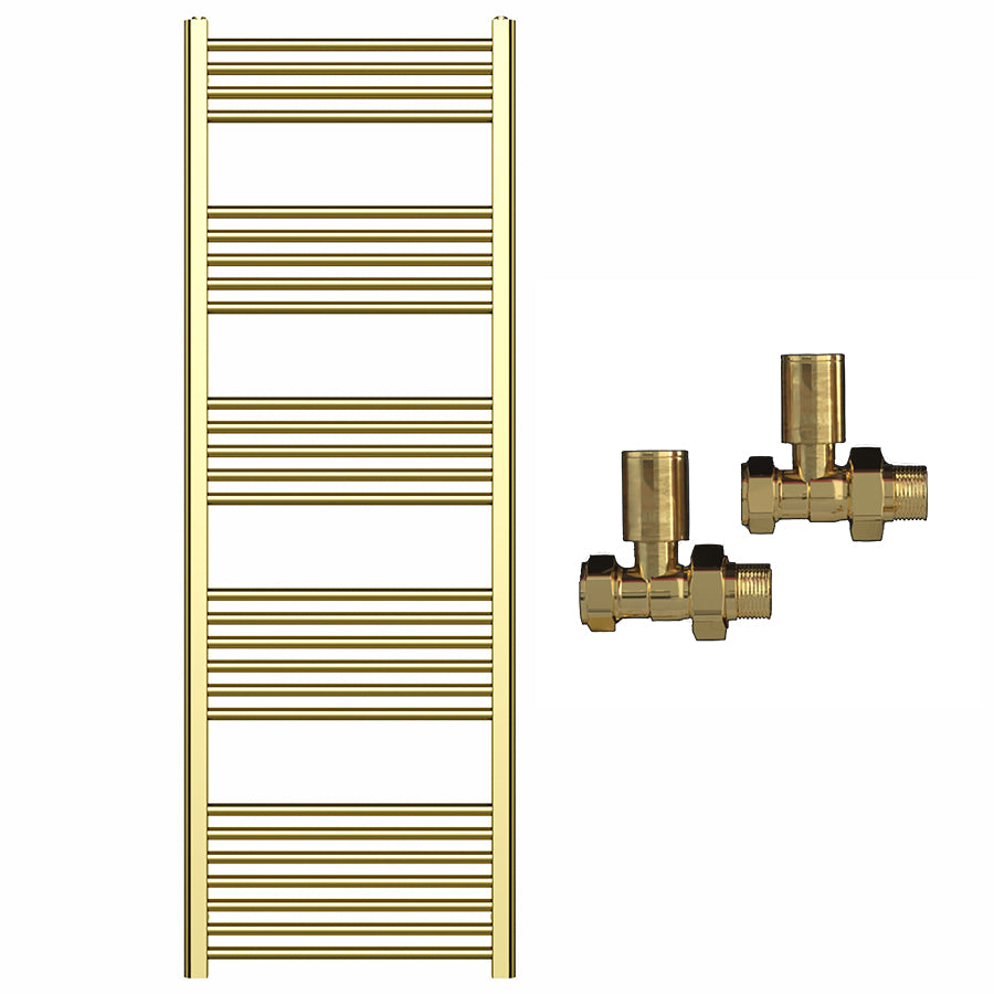 550mm Wide - Heated Towel Rail Radiator - Shiny Gold - Straight