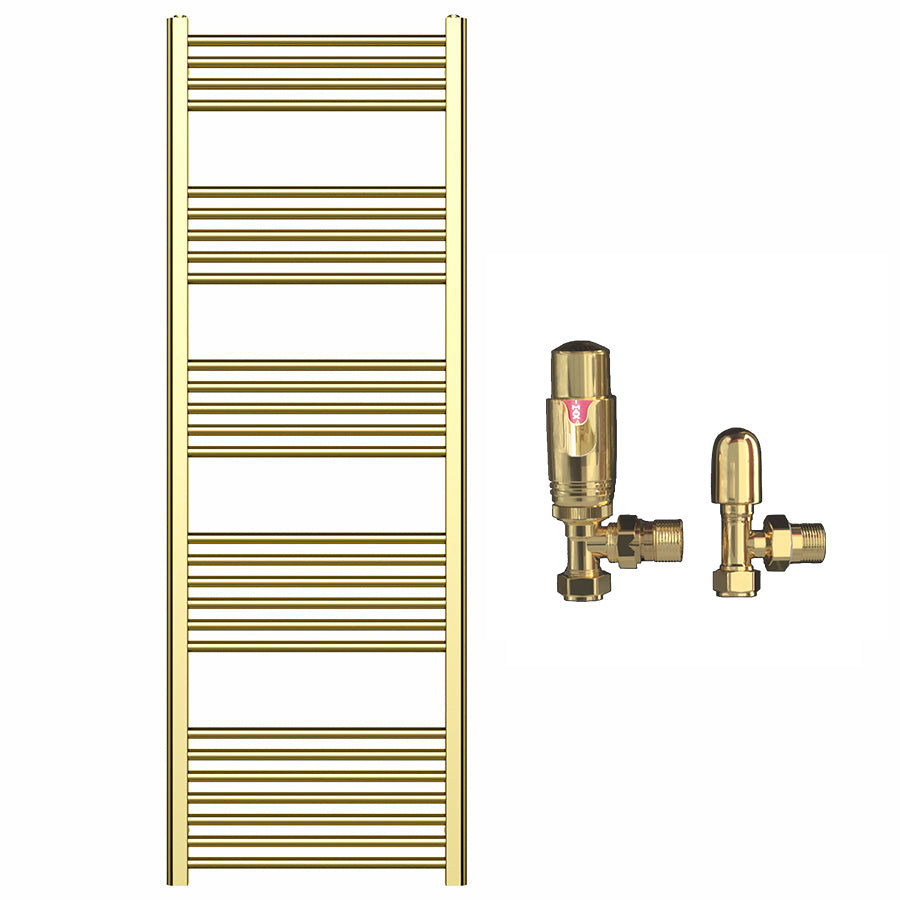 550mm x 1600mm Shiny Gold Heated Towel Rail Radiator