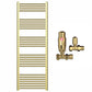 550mm x 1600mm Shiny Gold Heated Towel Rail Radiator