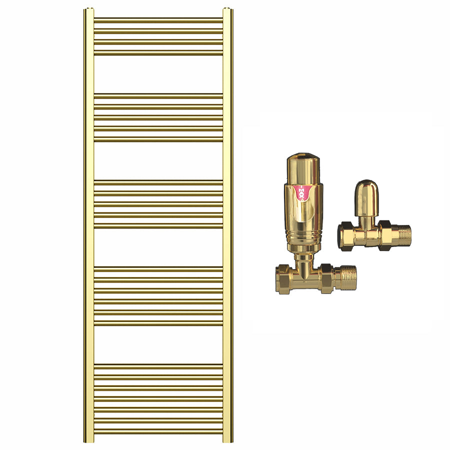 550mm Wide - Heated Towel Rail Radiator - Shiny Gold - Straight