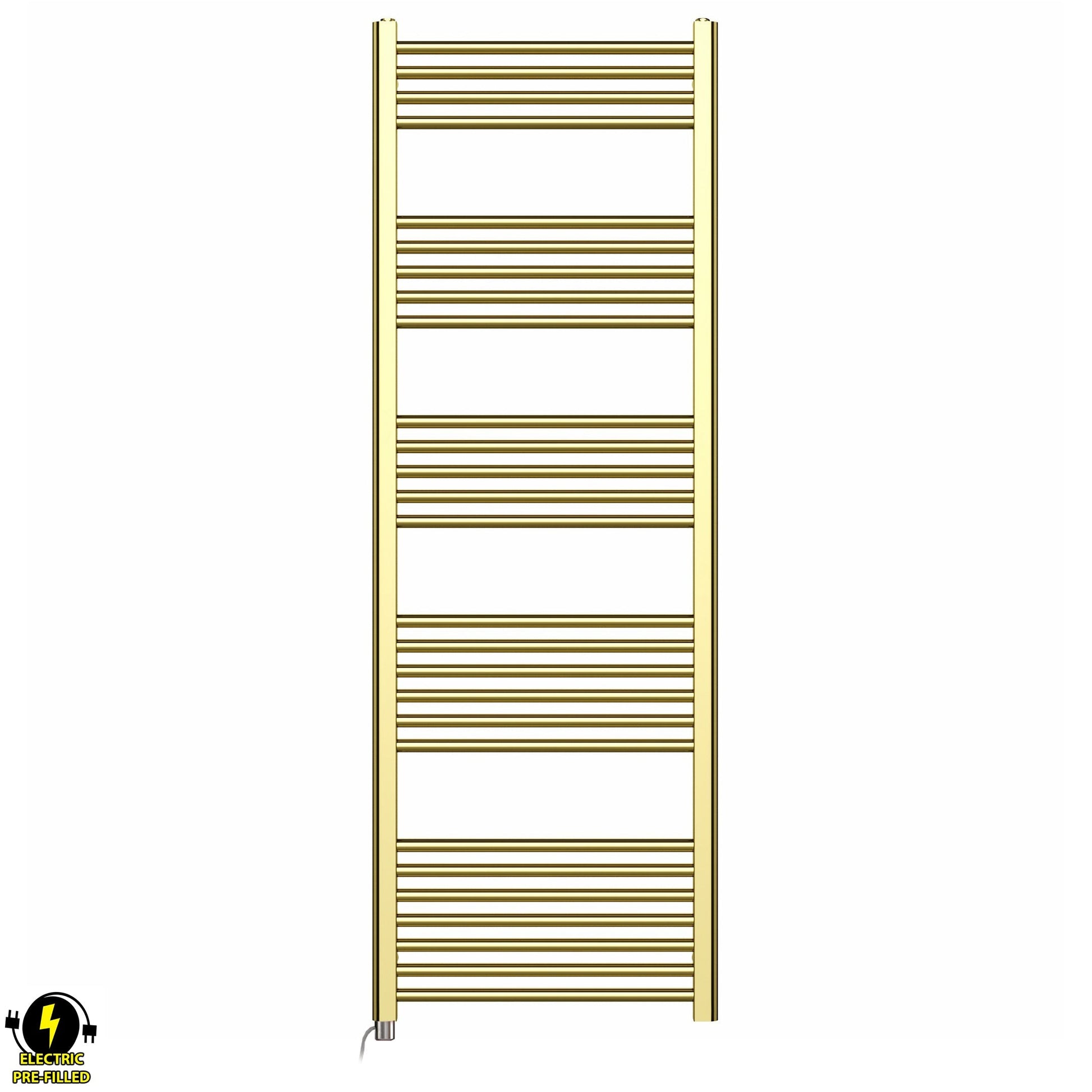 550mm x 1600mm Shiny Gold Electric Pre-Filled Heated Towel Rail Radiator