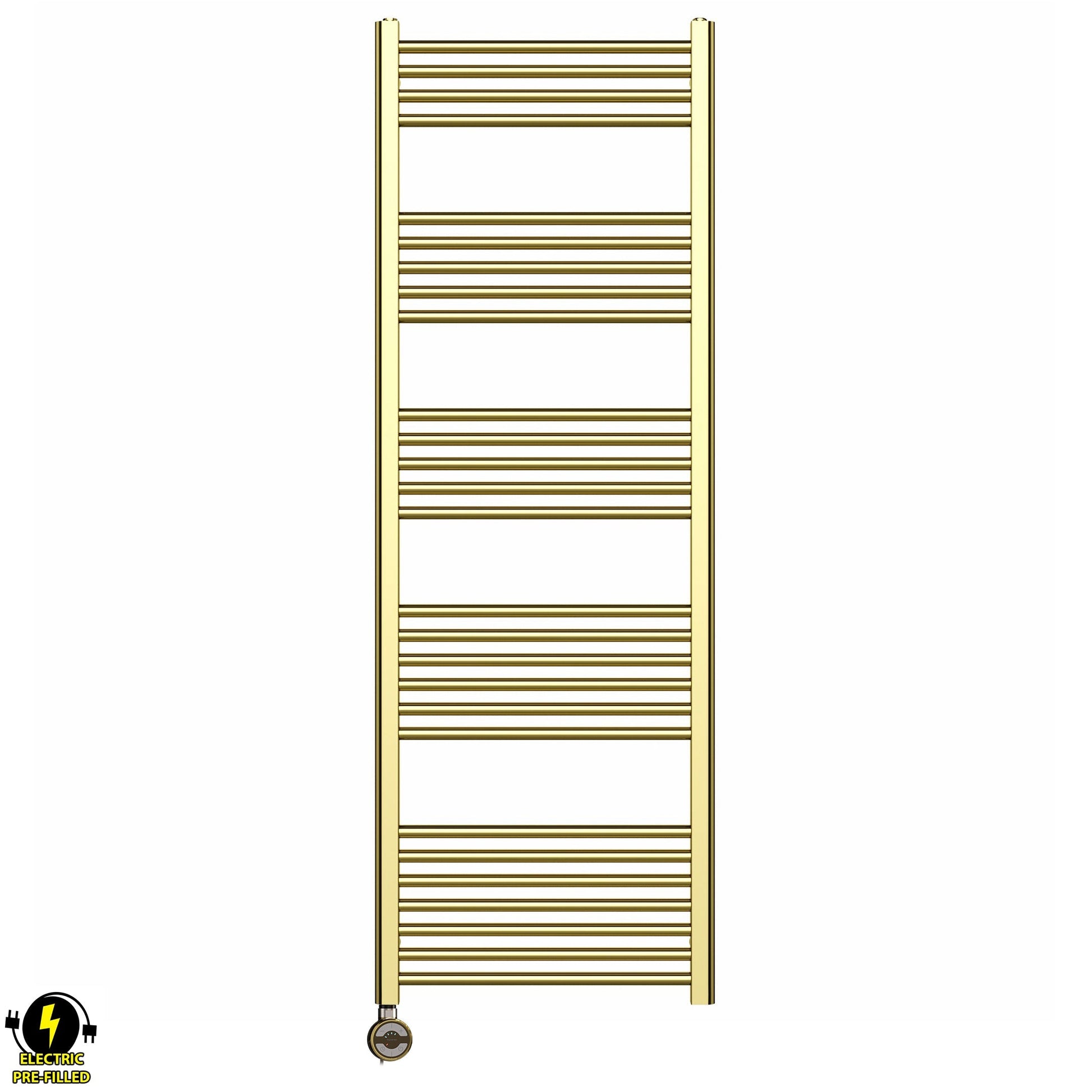 550mm x 1600mm Shiny Gold Electric Pre-Filled Heated Towel Rail Radiator
