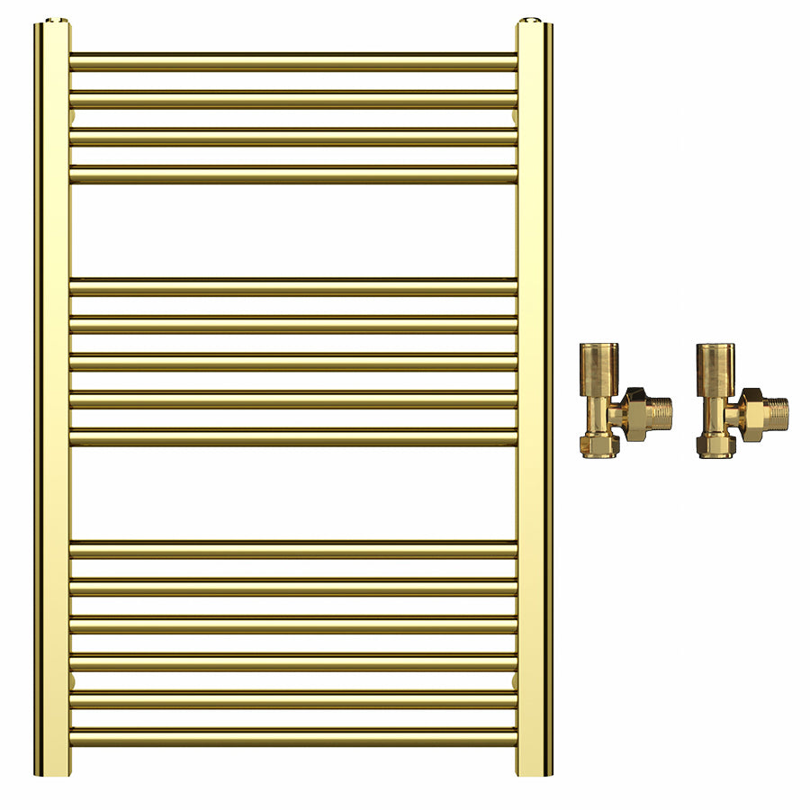 550mm Wide - Heated Towel Rail Radiator - Shiny Gold - Straight