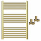 550mm Wide - Heated Towel Rail Radiator - Shiny Gold - Straight