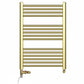 Small Dual Fuel 500mm x 800mm Shiny Gold Heated Towel Rail Radiator- (incl. Valves + Electric Heating Kit)