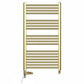 Dual Fuel - 550mm Wide - Shiny Gold- Heated Towel Rail Radiator - (incl. Valves + Electric Heating Kit)