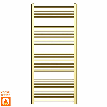 500mm x 1200mm Shiny Gold Heated Towel Rail Radiator